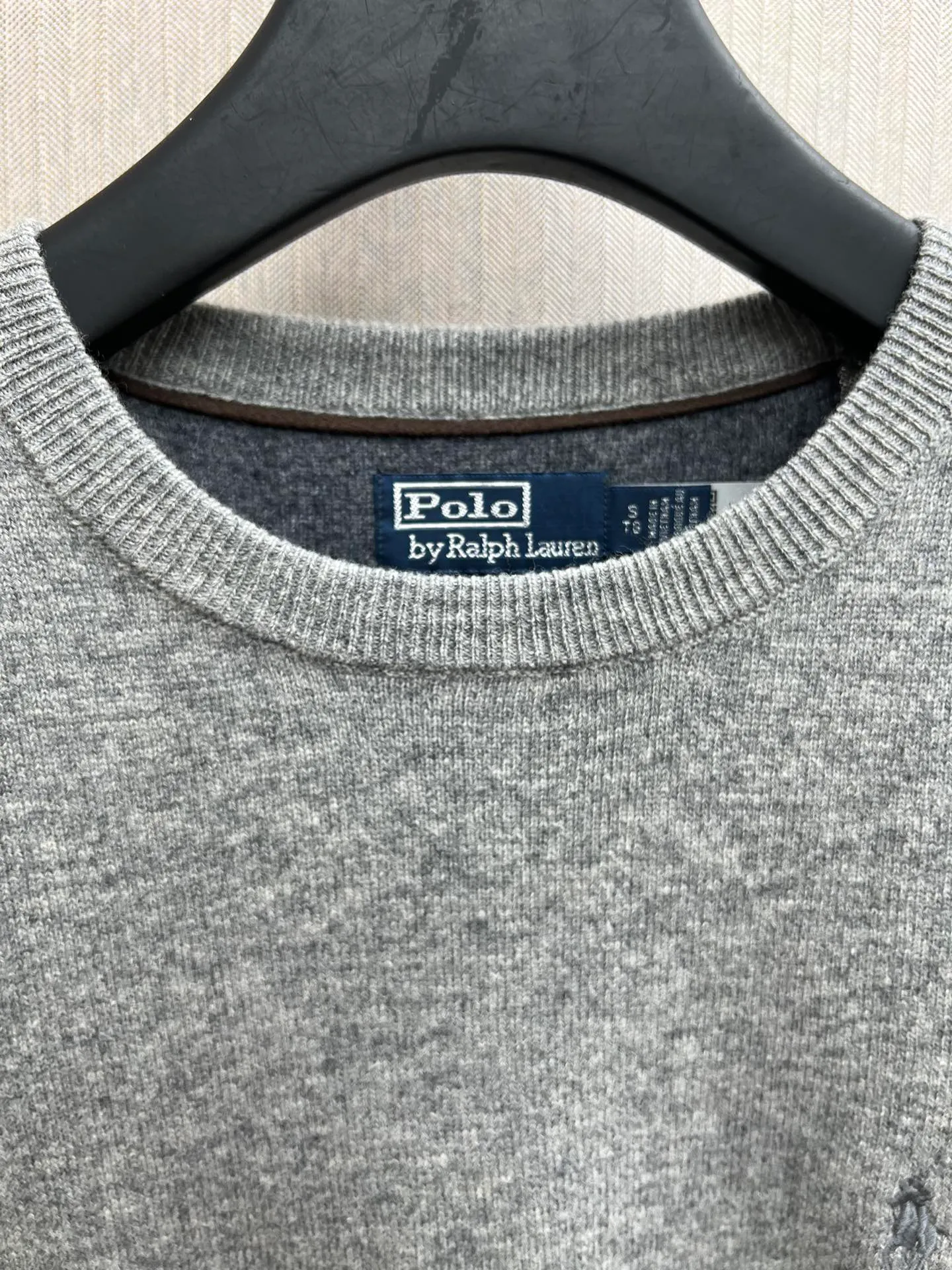 🅿️490 Polo 25ss new Ralph Lauren Logo round neck long-sleeved sweater, gray, same style for men and women, high version, size: S.M.L.XL.